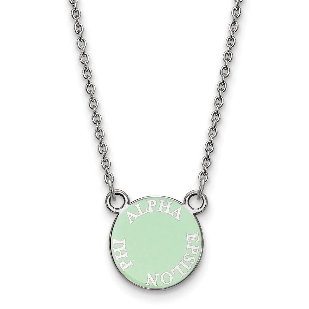 Sterling Silver Alpha Epsilon Phi (Tiny) Enamel Disc Necklace