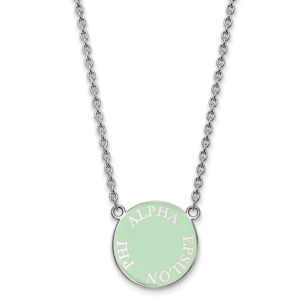 Sterling Silver Alpha Epsilon Phi Enamel Disc Necklace