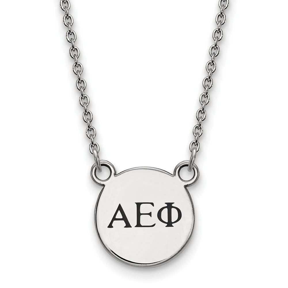 Sterling Silver Alpha Epsilon Phi (Tiny) Enamel Greek Necklace