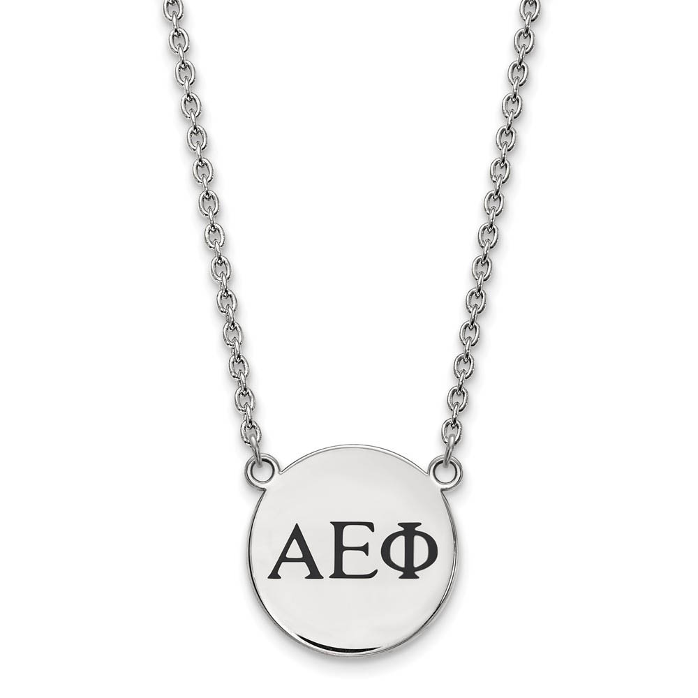 Sterling Silver Alpha Epsilon Phi Enamel Greek Letters Necklace