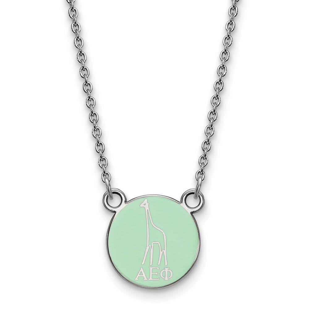Sterling Silver Alpha Epsilon Phi (Tiny) Enamel Mascot Necklace