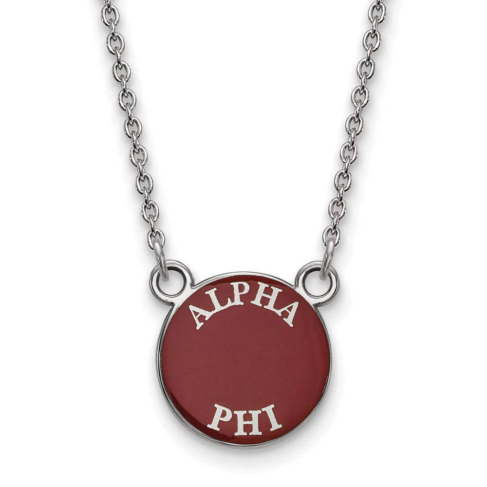 Sterling Silver Alpha Phi Enamel Disc Necklace