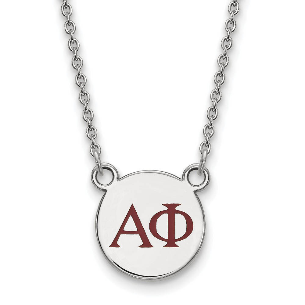 Sterling Silver Alpha Phi Red Enamel Greek Letters Necklace