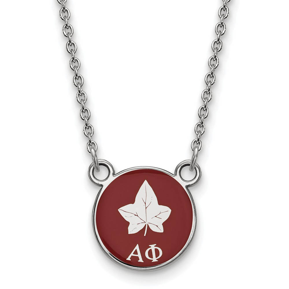 Sterling Silver Alpha Phi Red Enamel Logo Necklace