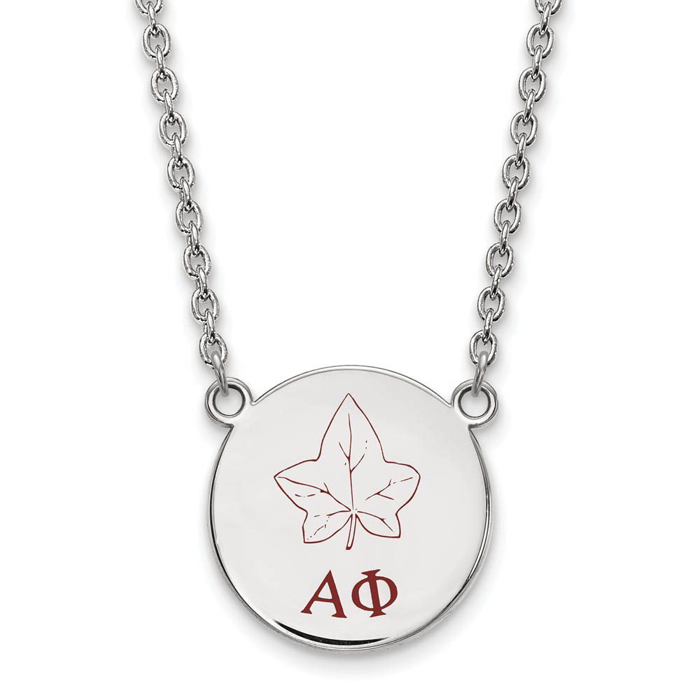 Sterling Silver Alpha Phi Enamel Necklace