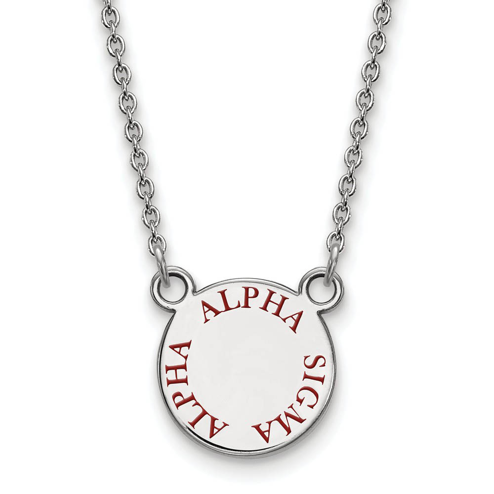 Sterling Silver Alpha Sigma Alpha Red Enamel Necklace