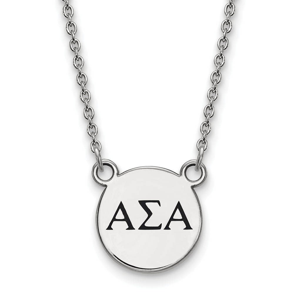 Sterling Silver Alpha Sigma Alpha Enamel Greek Letters Necklace