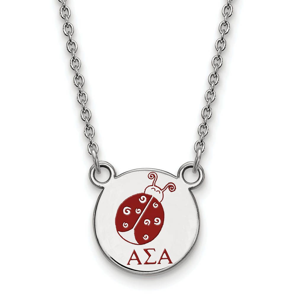 Sterling Silver Alpha Sigma Alpha Enamel Necklace