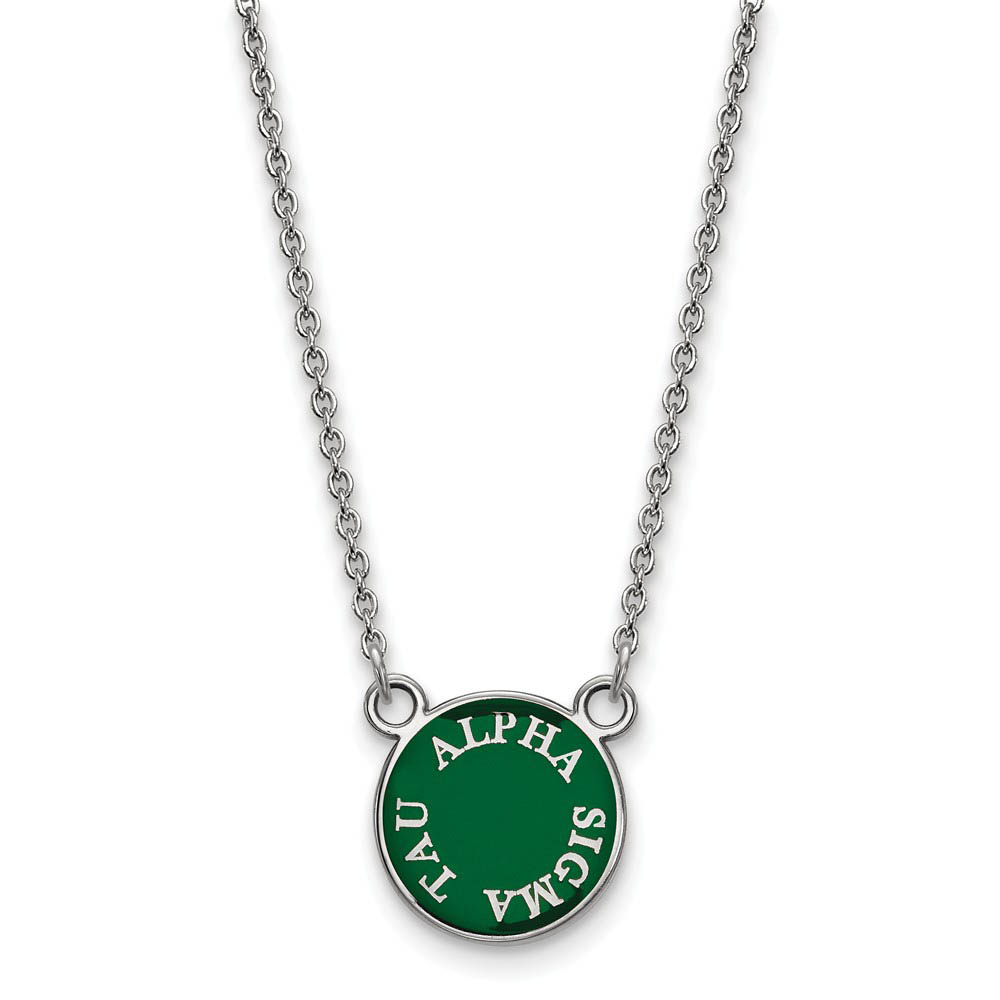 Sterling Silver Alpha Sigma Tau (Tiny) Enamel Necklace