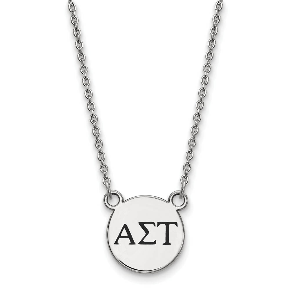 Sterling Silver Alpha Sigma Tau Enamel Greek Letters Necklace