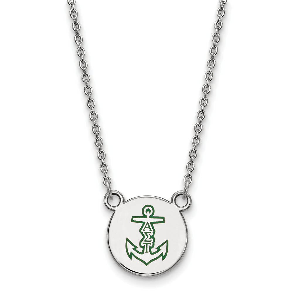 Sterling Silver Alpha Sigma Tau Enamel Necklace