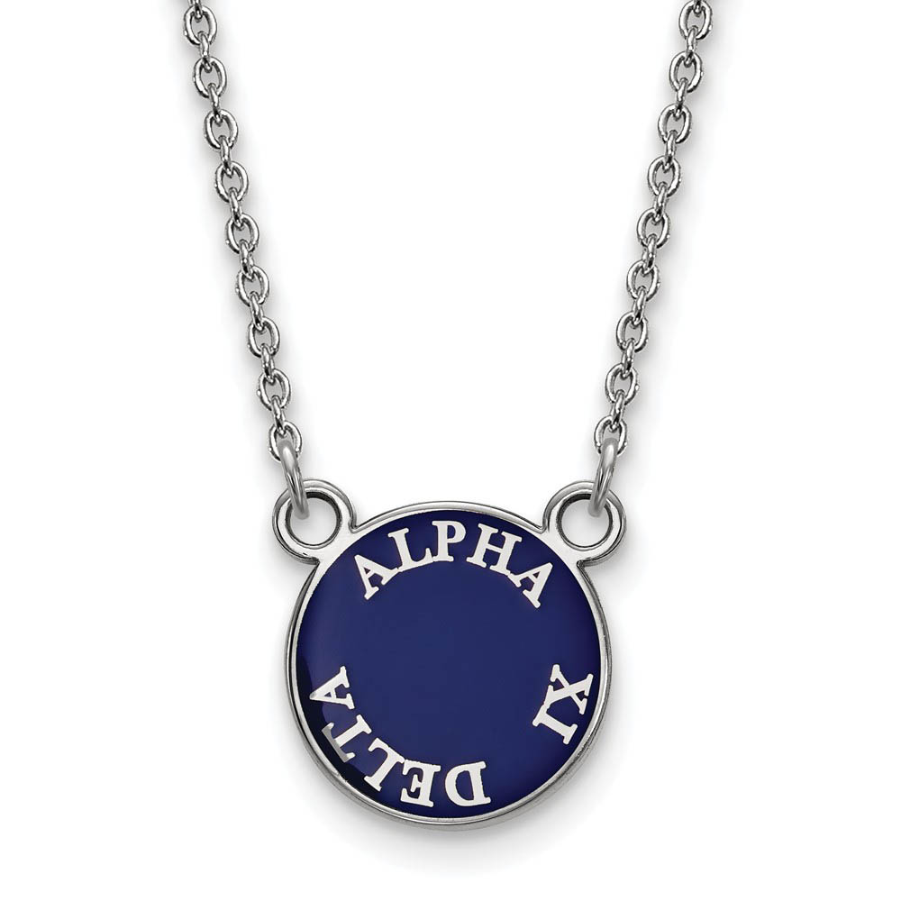 Sterling Silver Alpha Xi Delta Enamel Disc Necklace