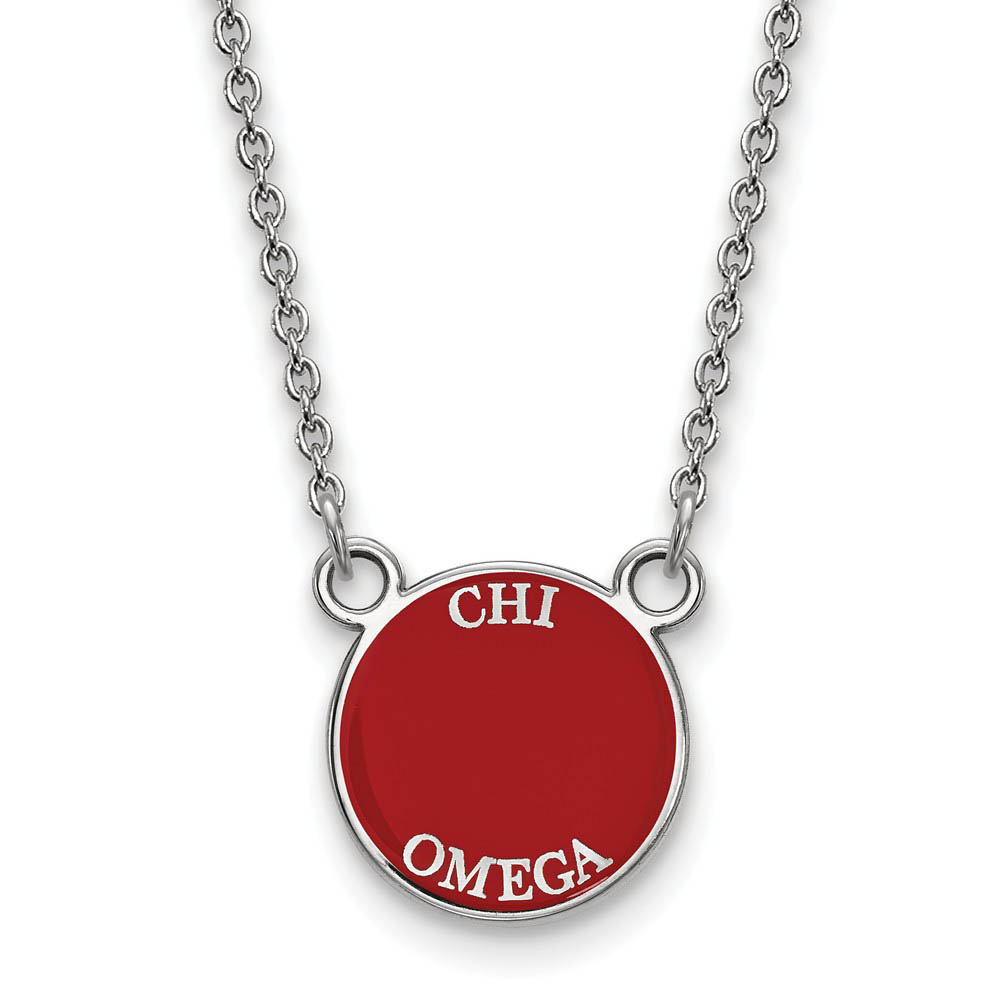Sterling Silver Chi Omega (Tiny) Enamel Necklace