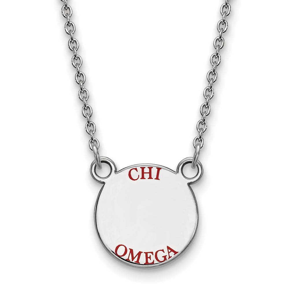 Sterling Silver Chi Omega Red Enamel Necklace