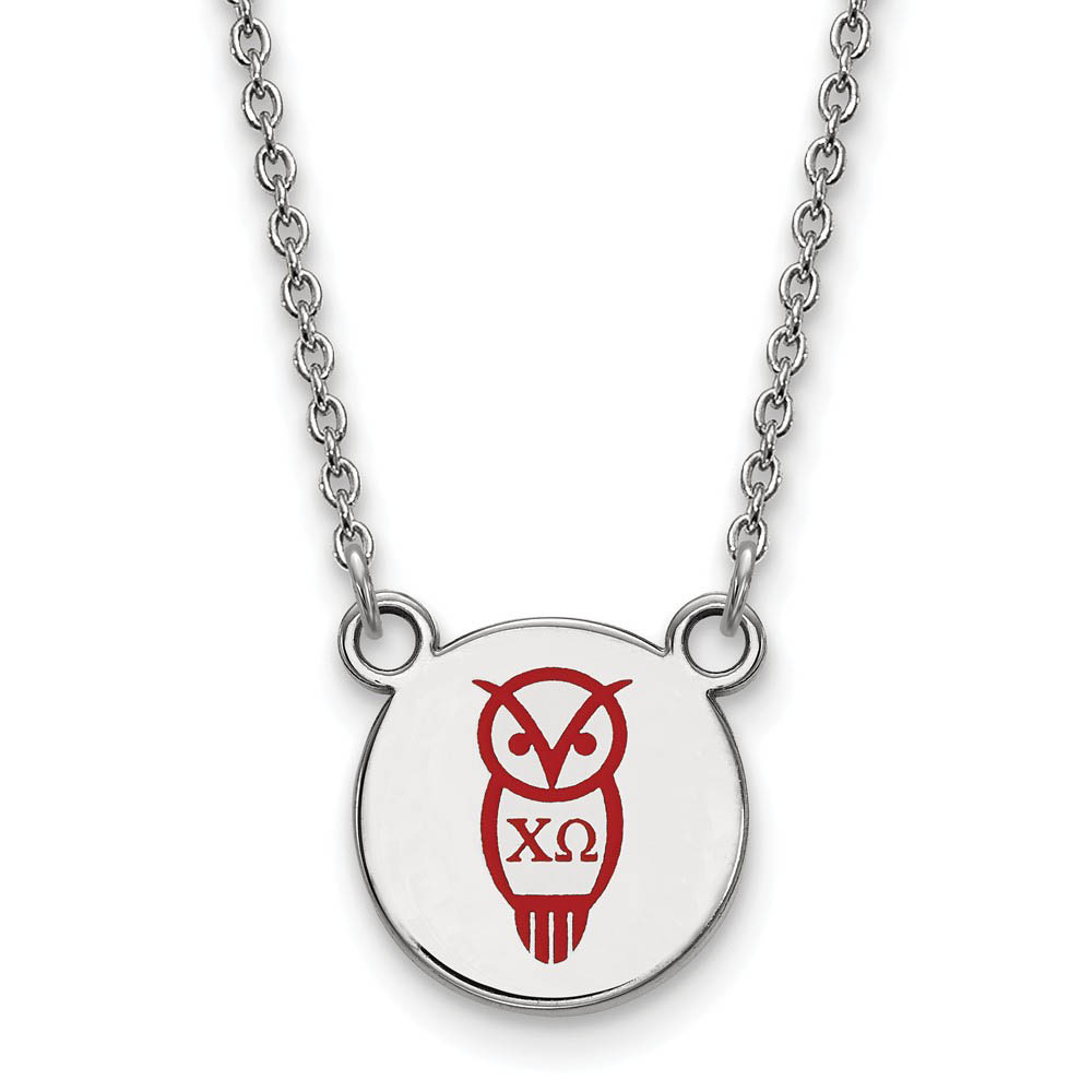Sterling Silver Chi Omega Enamel Necklace