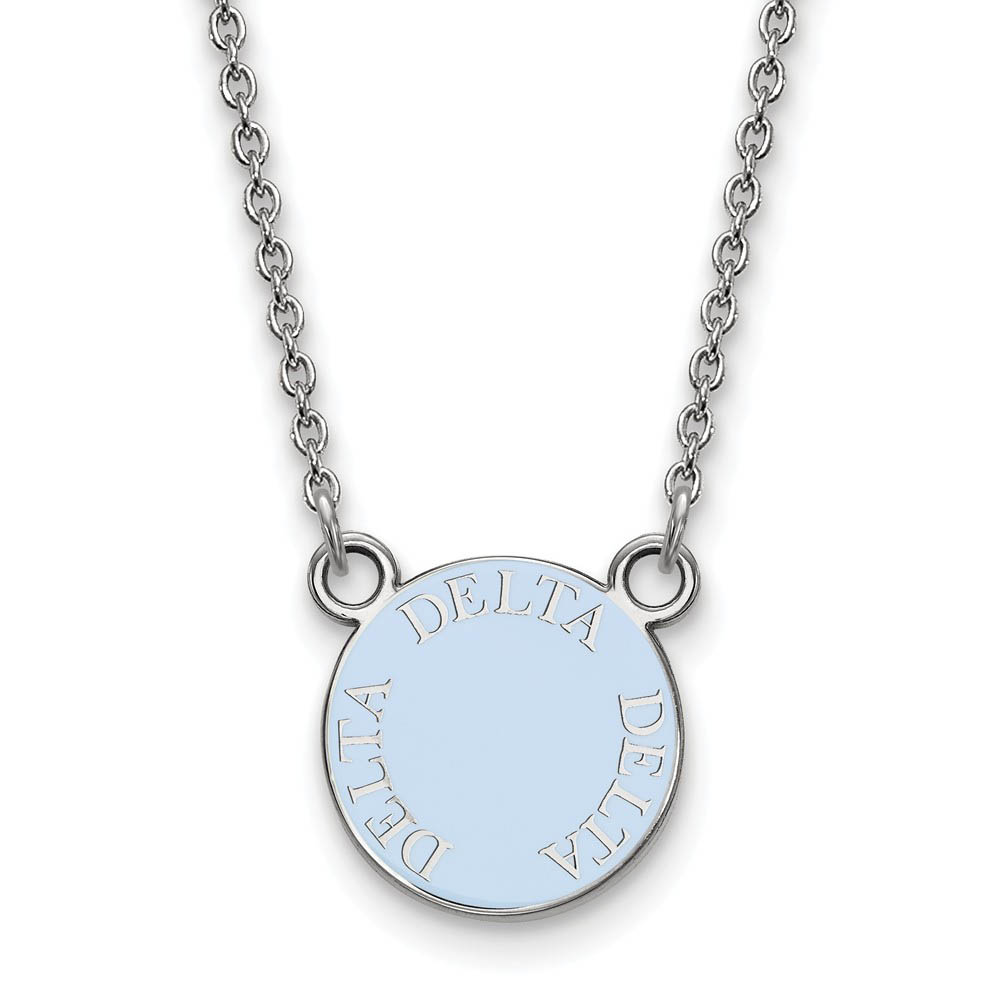 Sterling Silver Delta Delta Delta Enamel Disc Necklace