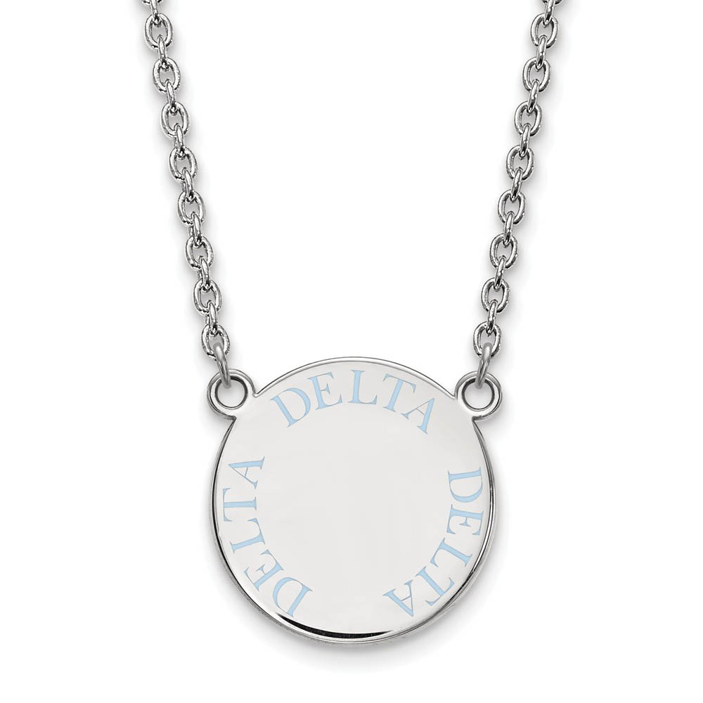 Sterling Silver Delta Delta Delta Cerulean Blue Enamel Necklace