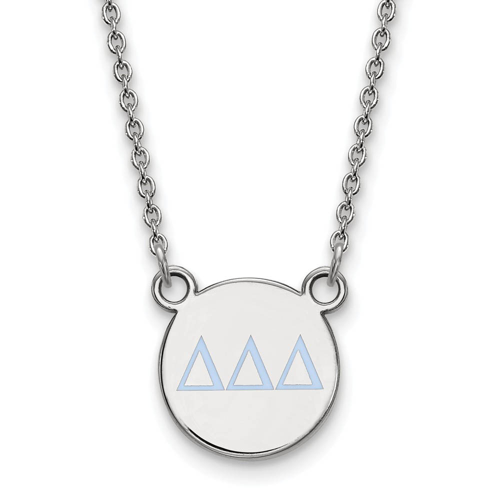 Sterling Silver Delta Delta Delta Blue Enamel Greek Necklace