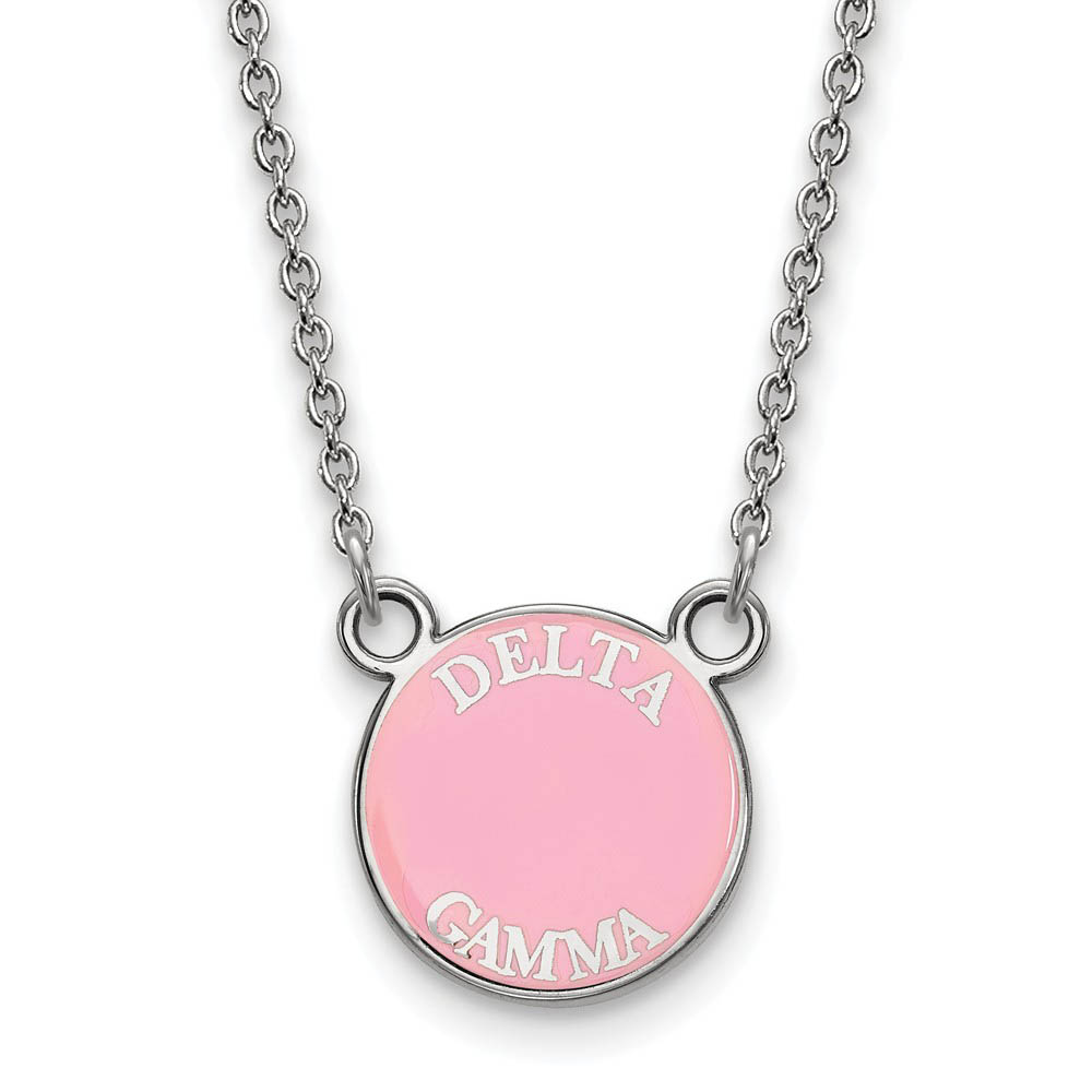 Sterling Silver Delta Gamma Enamel Disc Necklace