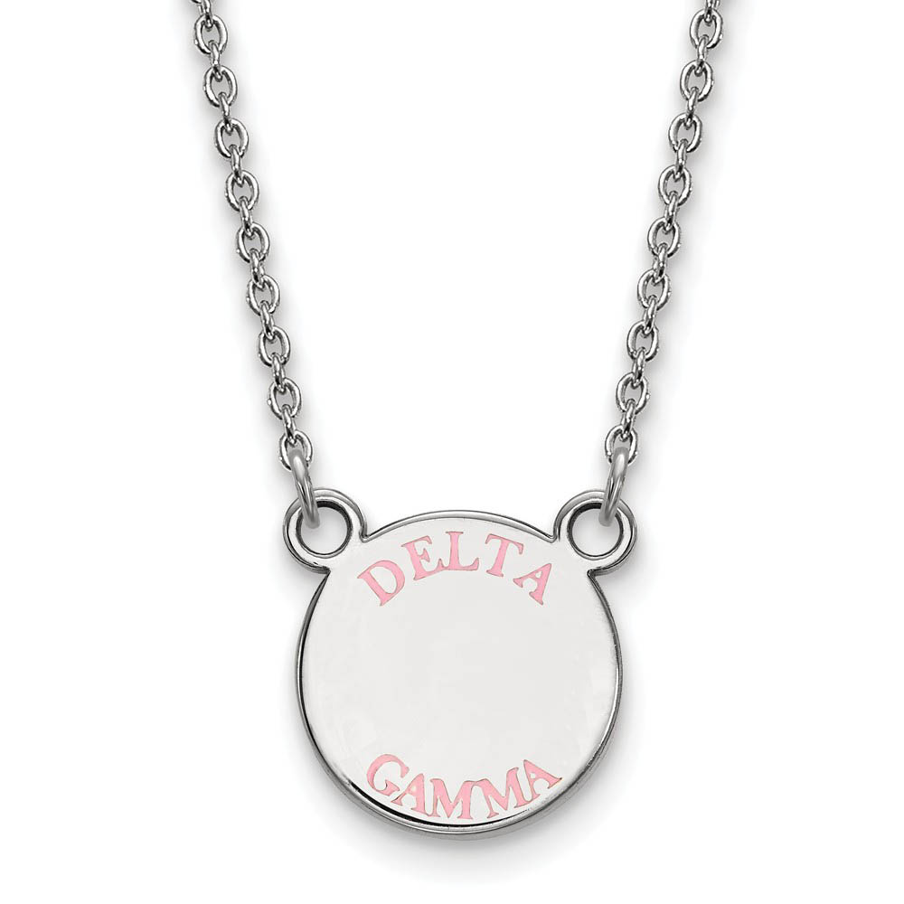Sterling Silver Delta Gamma Pink Enamel Necklace