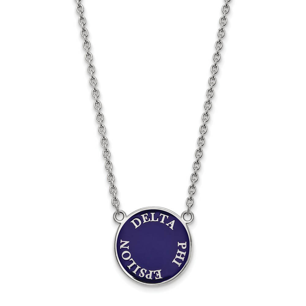 Sterling Silver Delta Phi Epsilon Enamel Disc Necklace