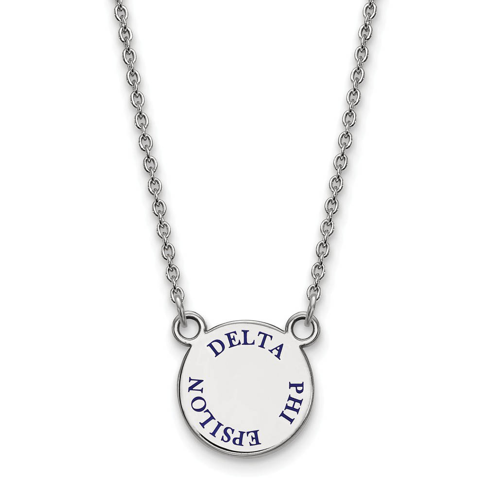 Sterling Silver Delta Phi Epsilon Blue Enamel Necklace