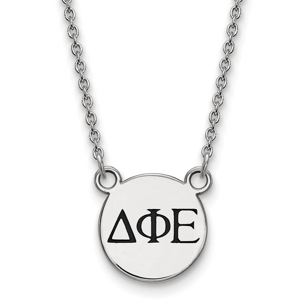 Sterling Silver Delta Phi Epsilon Enamel Greek Letters Necklace
