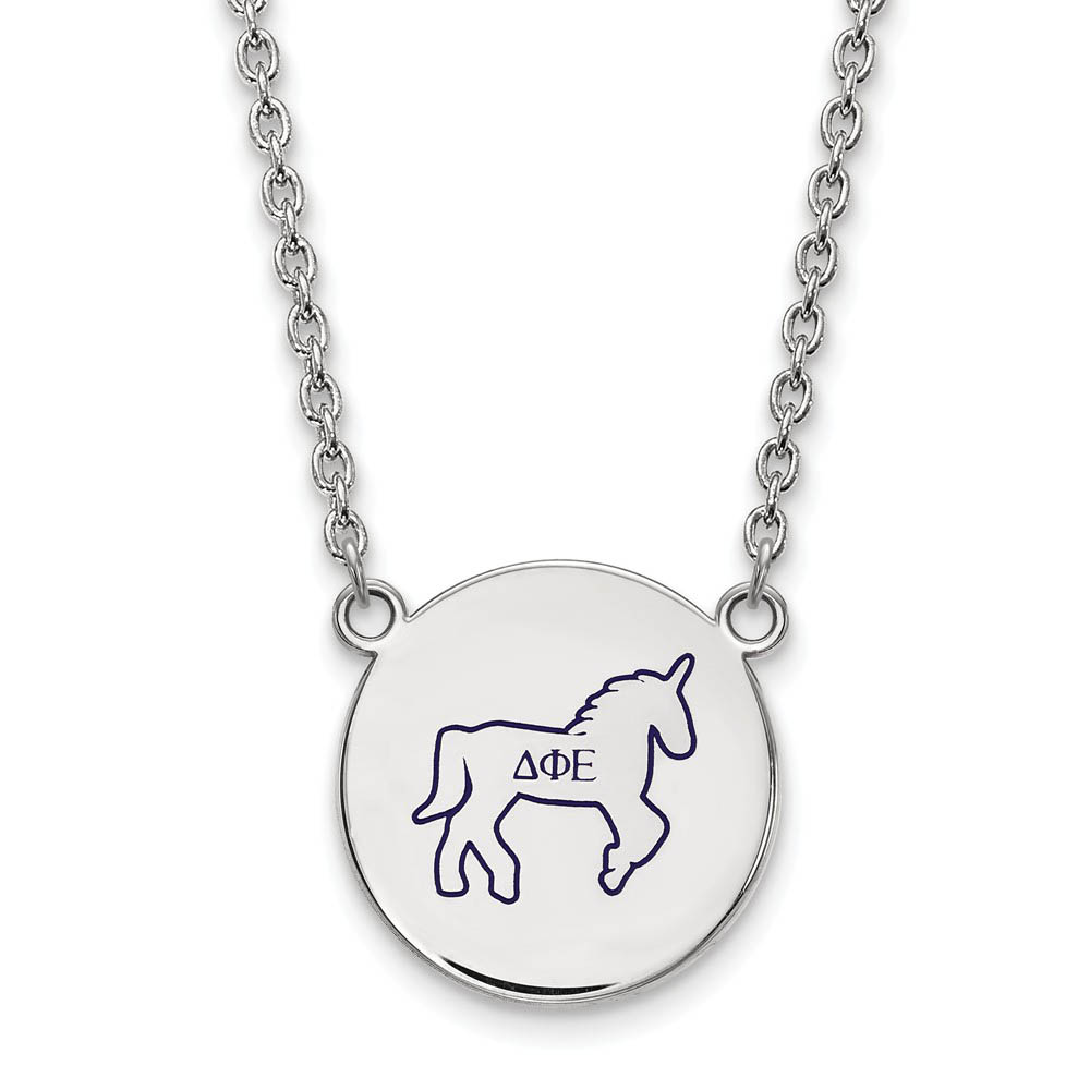 Sterling Silver Delta Phi Epsilon Enamel Necklace