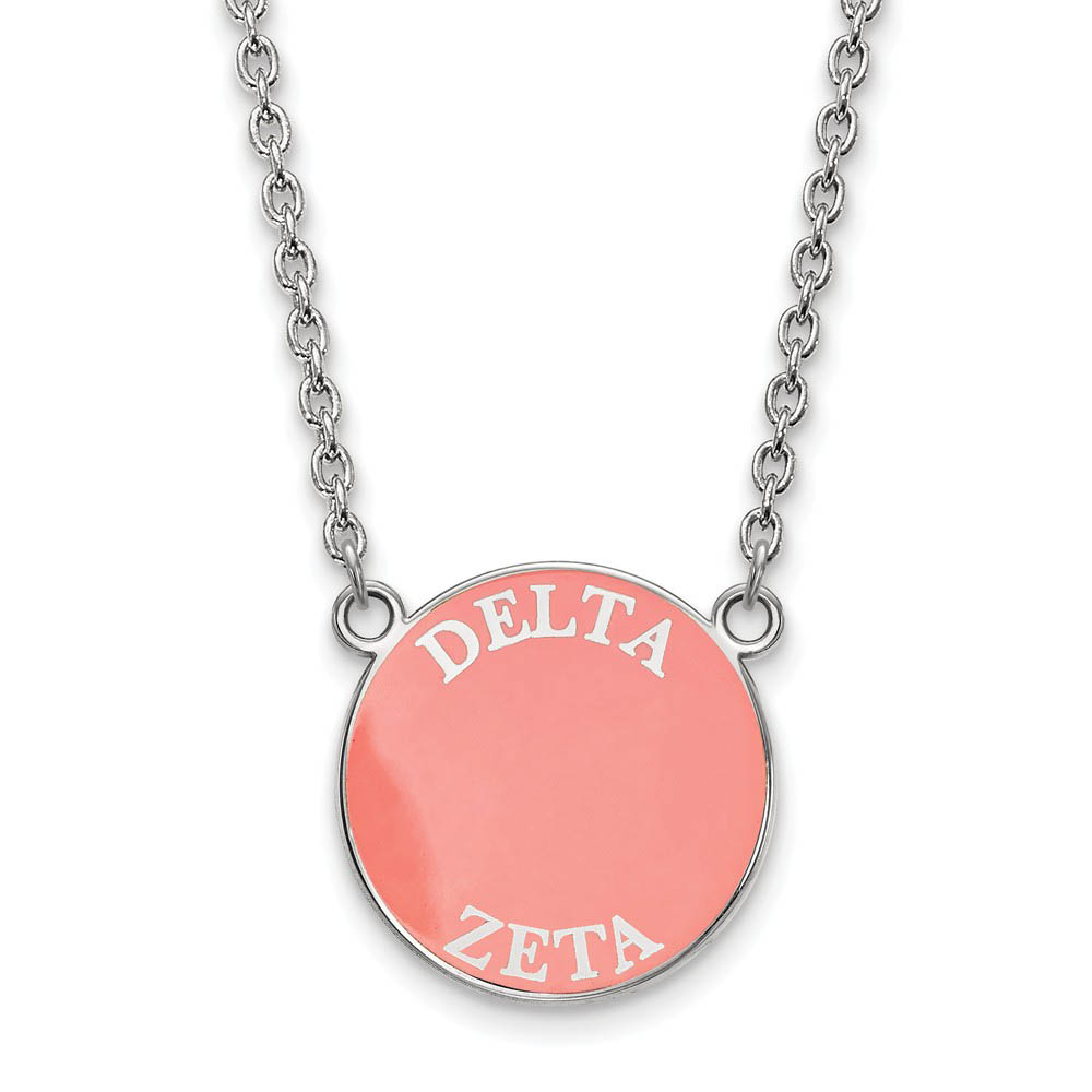 Sterling Silver Delta Zeta Enamel Disc Necklace