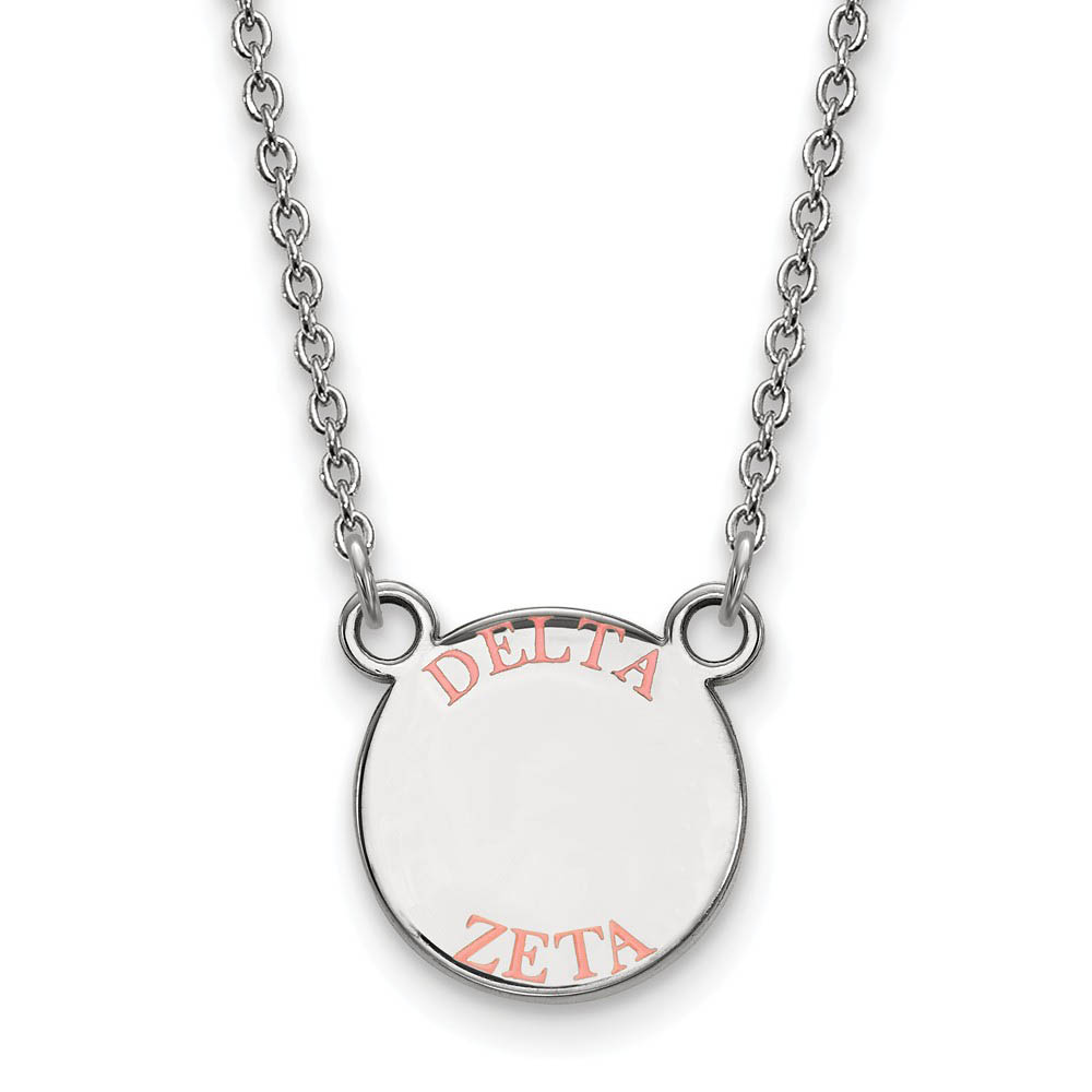 Sterling Silver Delta Zeta Coral Enamel Necklace