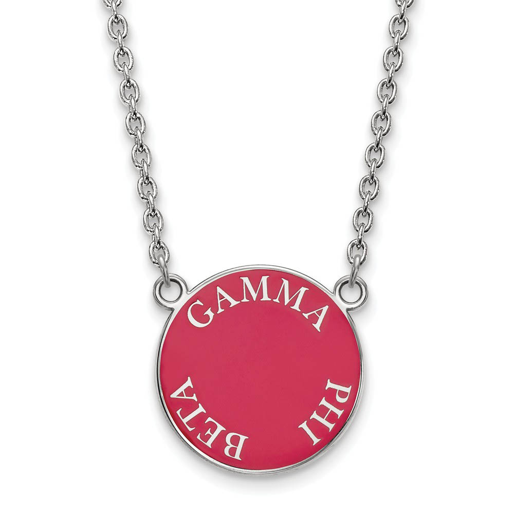 Sterling Silver Gamma Phi Beta Enamel Disc Necklace