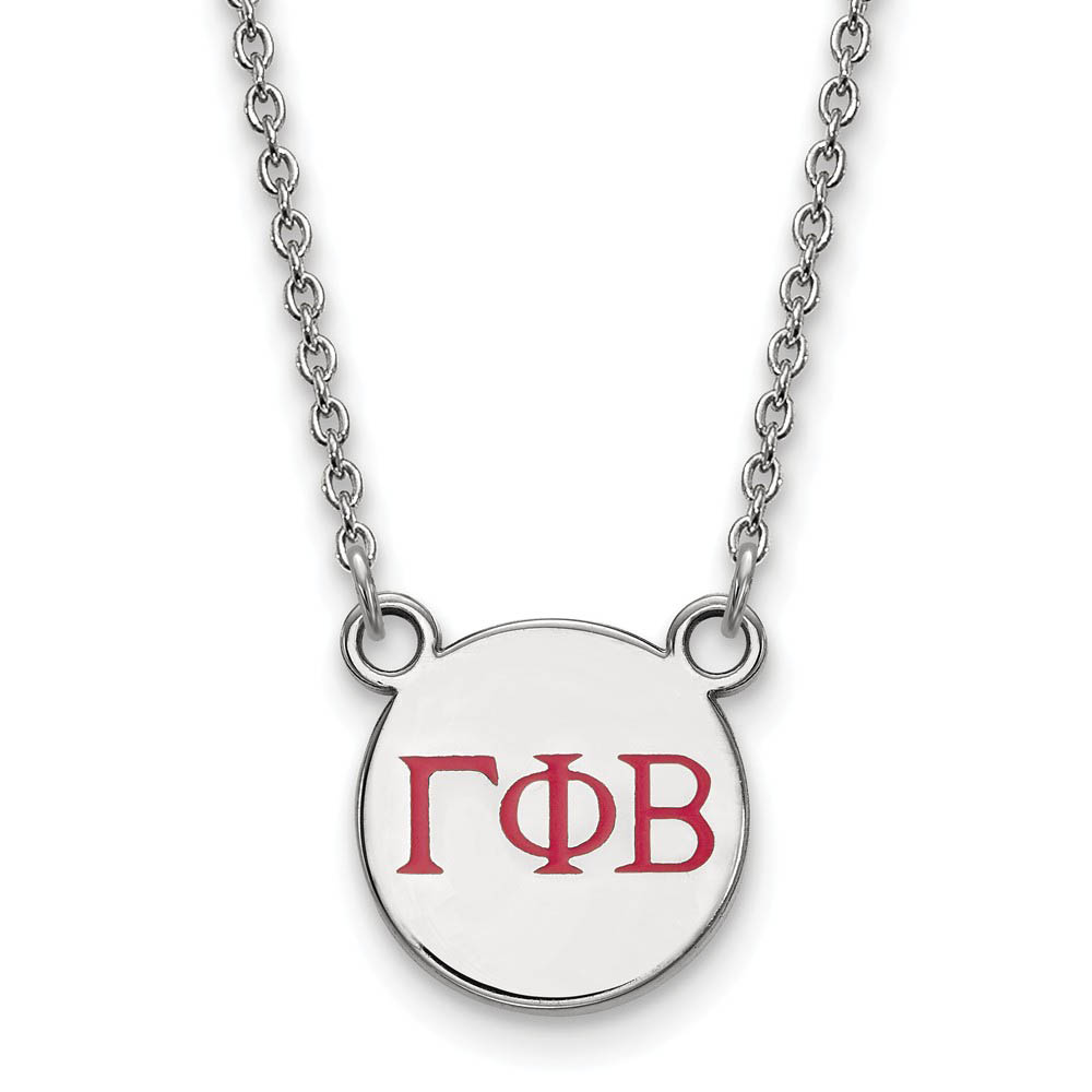 Sterling Silver Gamma Phi Beta Red Enamel Greek Letters Necklace