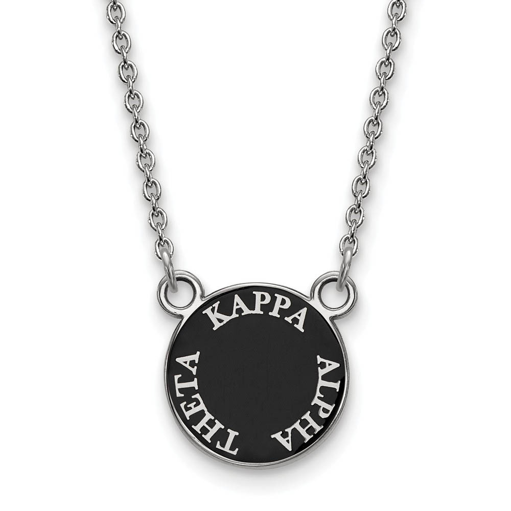 Sterling Silver Kappa Alpha Theta Enamel Disc Necklace