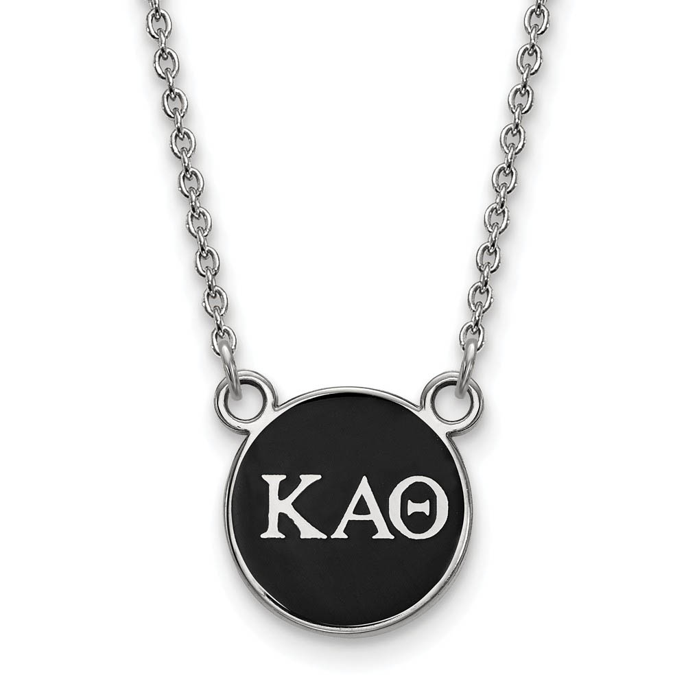 Sterling Silver Kappa Alpha Theta Black Enamel Greek Necklace