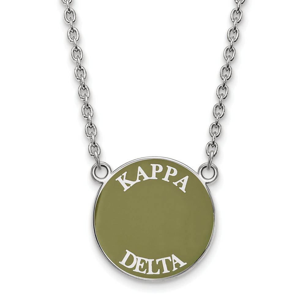 Sterling Silver Kappa Delta Enamel Disc Necklace