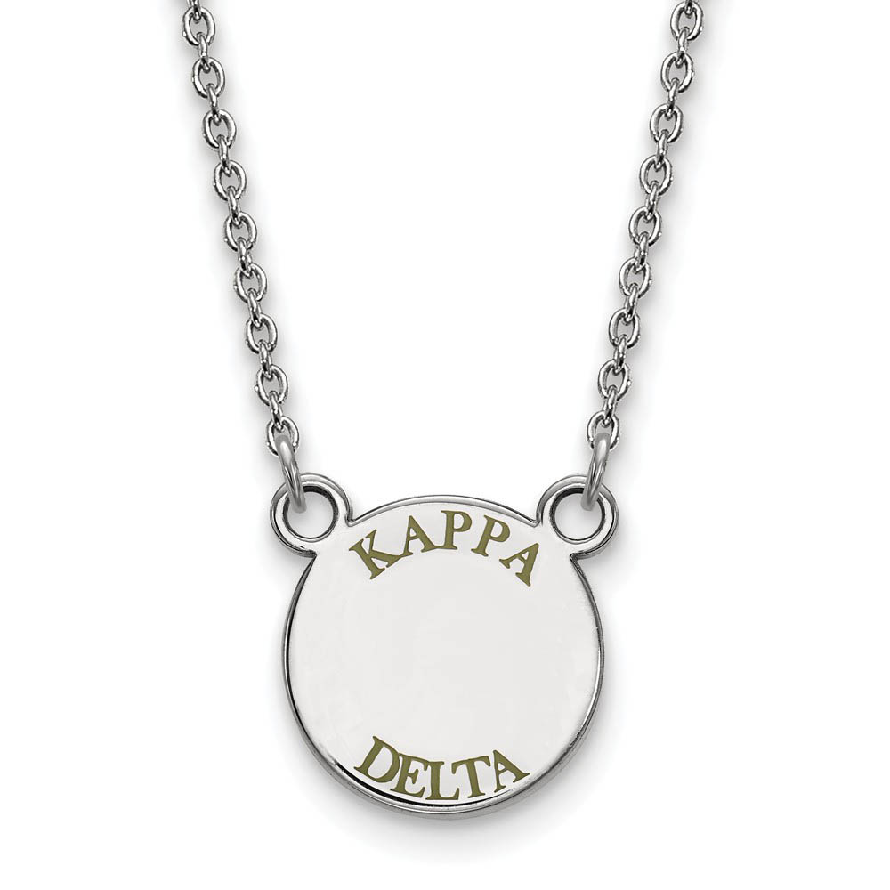 Sterling Silver Kappa Delta Olive Green Enamel Necklace