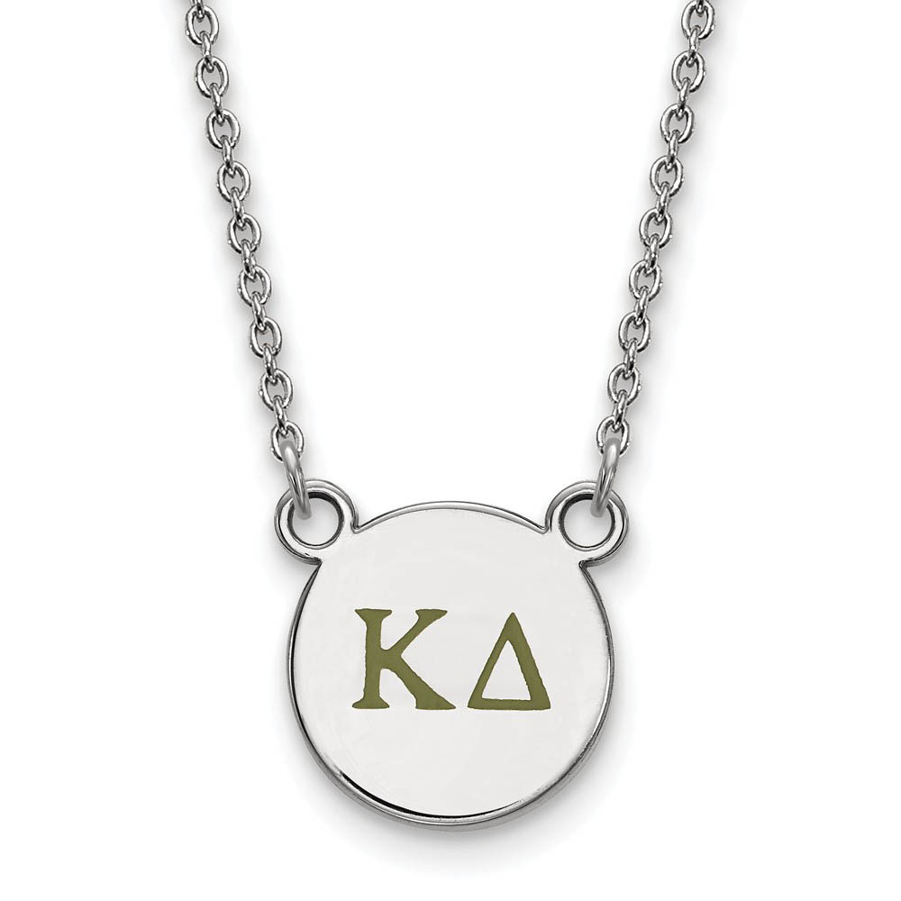 Sterling Silver Kappa Delta Olive Green Enamel Greek Necklace