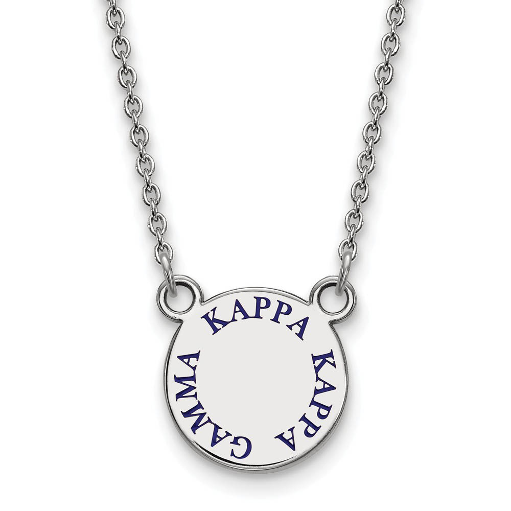 Sterling Silver Kappa Kappa Gamma Blue Enamel Necklace