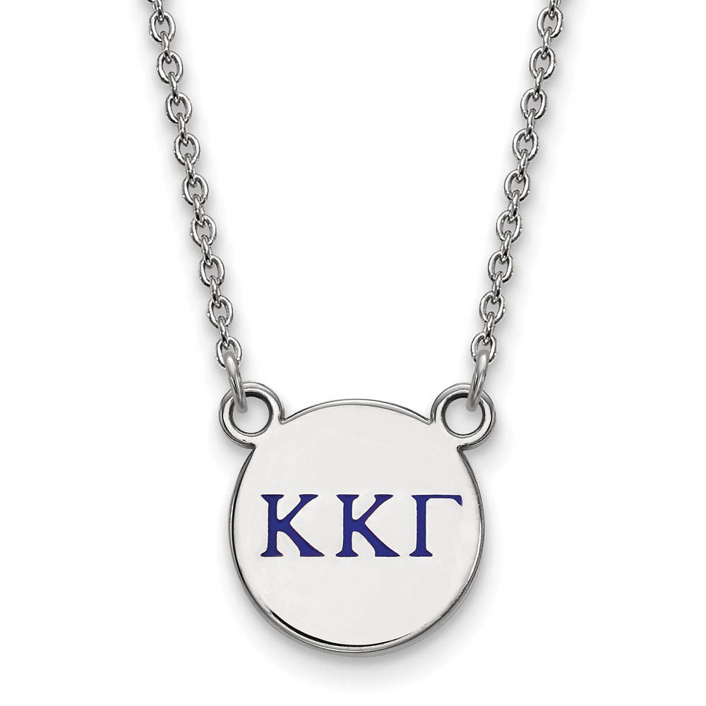 Sterling Silver Kappa Kappa Gamma Blue Enamel Greek Necklace