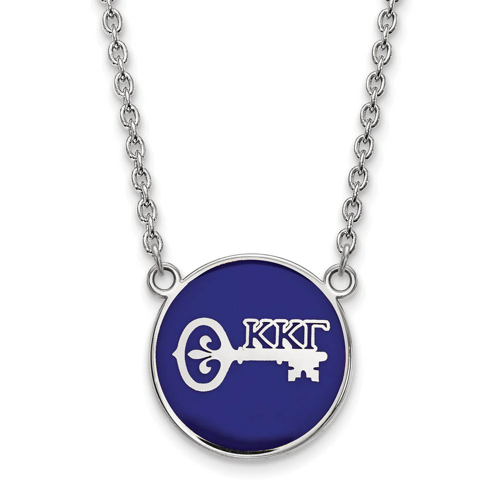Sterling Silver Kappa Kappa Gamma Blue Enamel Logo Necklace