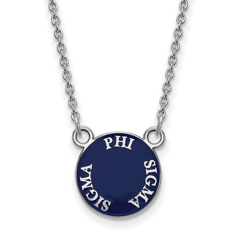 Sterling Silver Phi Sigma Sigma Enamel Disc Necklace