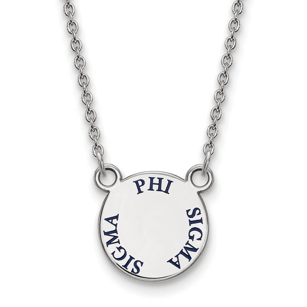 Sterling Silver Phi Sigma Sigma Blue Enamel Necklace