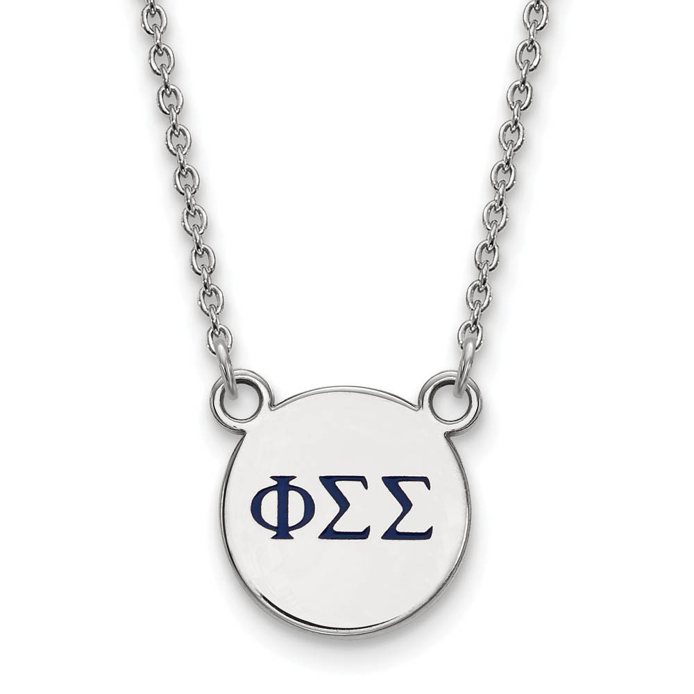 Sterling Silver Phi Sigma Sigma Navy Enamel Greek Necklace