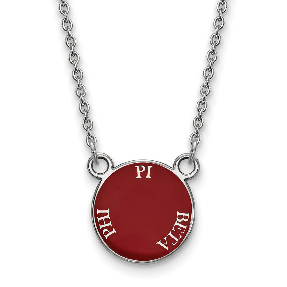 Sterling Silver Pi Beta Phi Enamel Disc Necklace