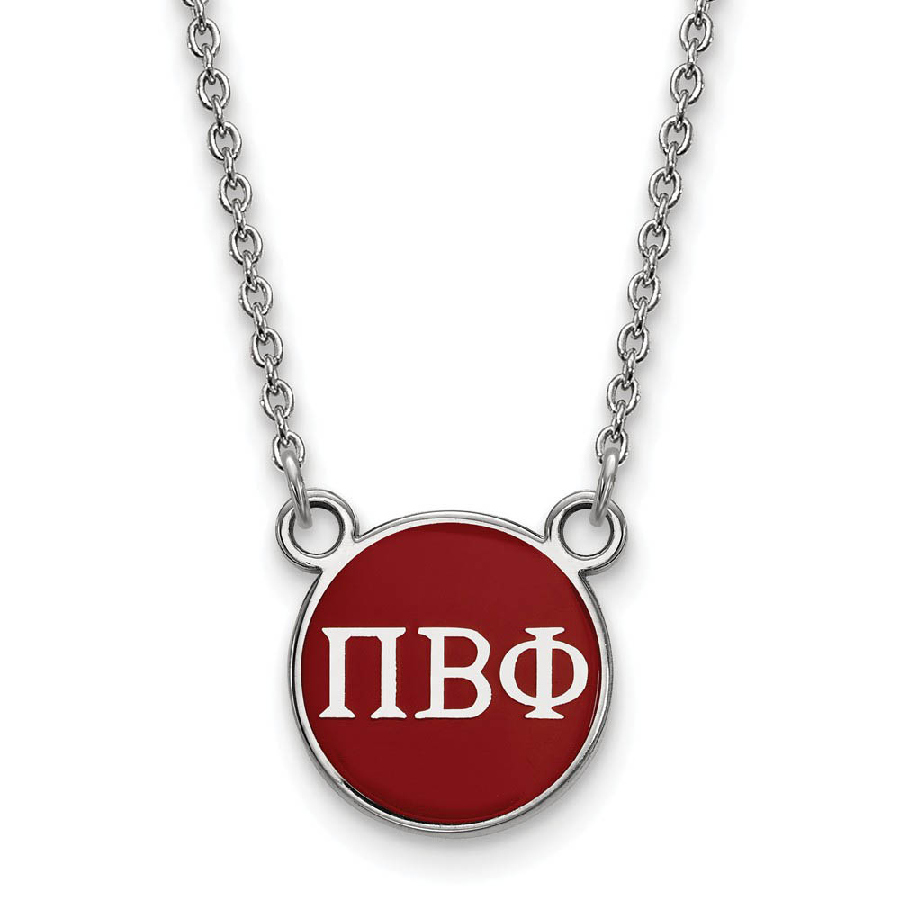 Sterling Silver Pi Beta Phi Wine Enamel Disc Necklace