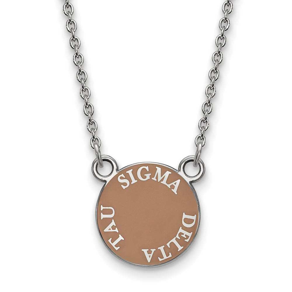Sterling Silver Sigma Delta Tau Enamel Disc Necklace