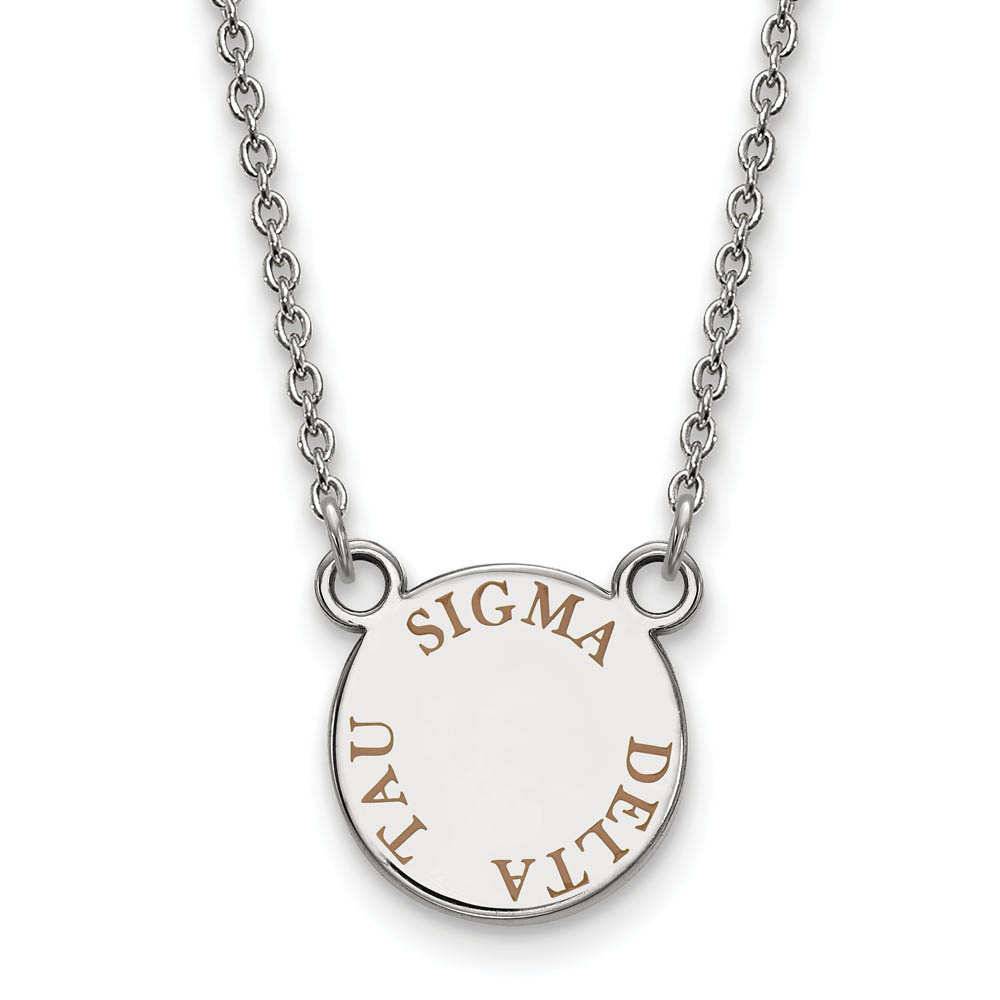 Sterling Silver Sigma Delta Tau Lt Brown Enamel Necklace