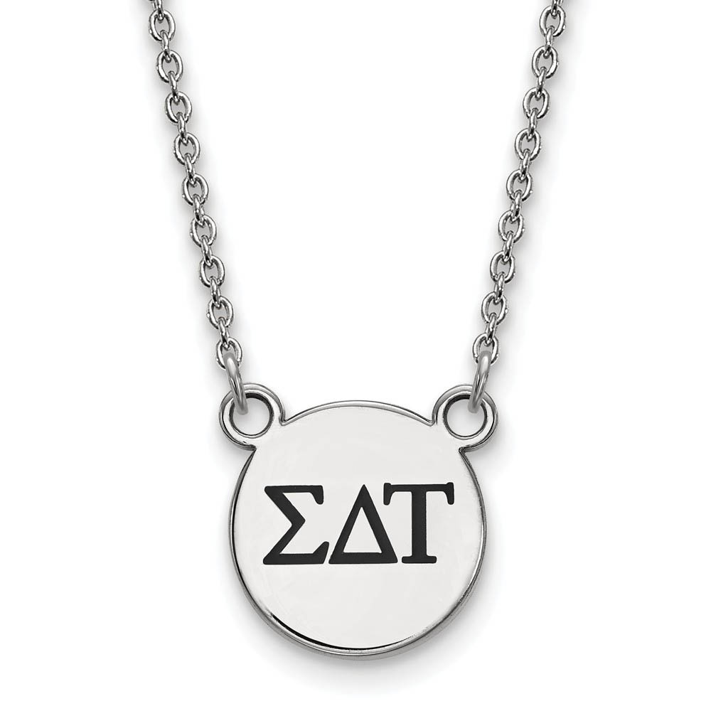 Sterling Silver Sigma Delta Tau Enamel Greek Letters Necklace