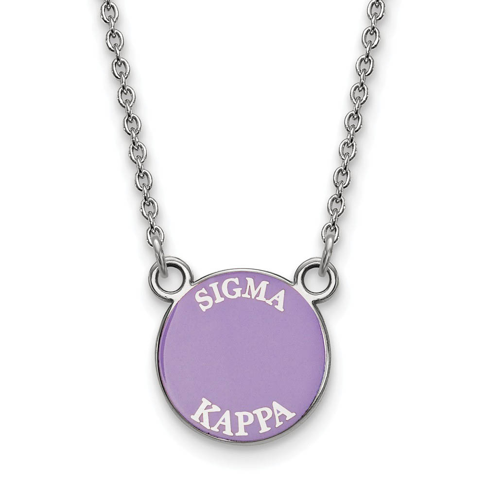 Sterling Silver Sigma Kappa Enamel Disc Necklace