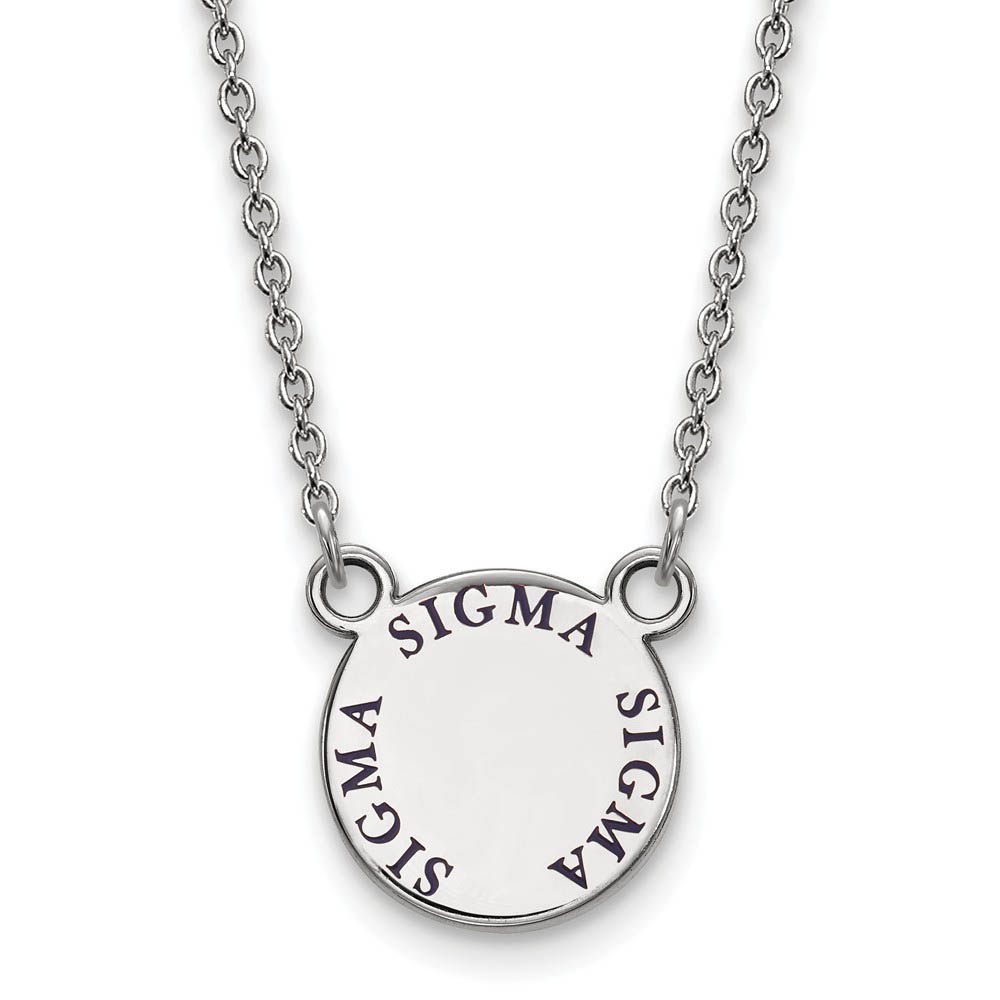 Sterling Silver Sigma Sigma Sigma Navy Enamel Necklace